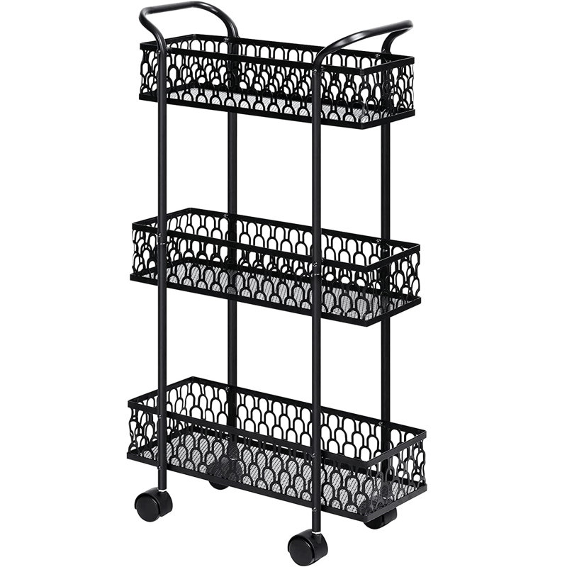 16.5'' W Utility Cart with Wheels, Black