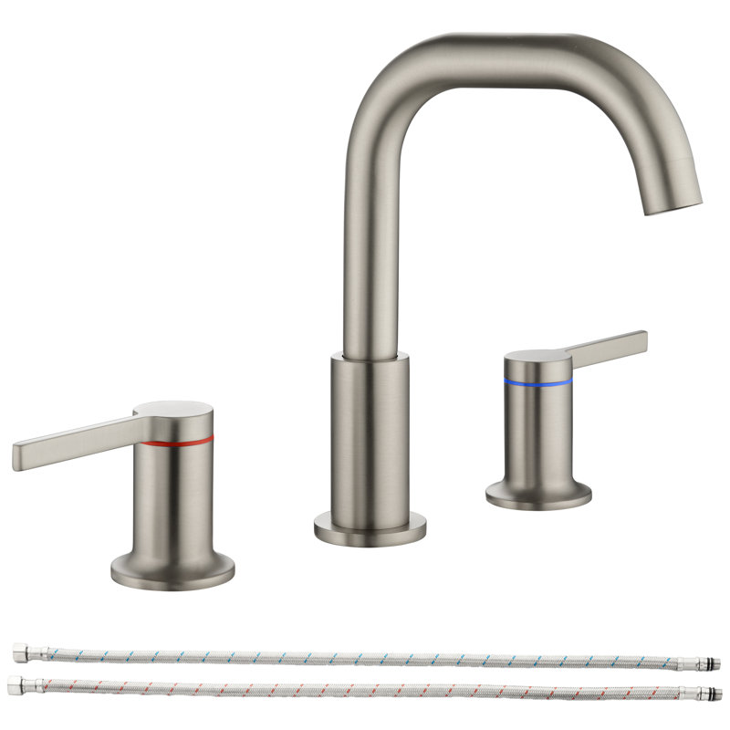 8 In. Widespread Double-Handle Bathroom Faucet Set 3-Holes Vanity Sink, Brushed Nickel