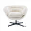 Fauteuil club pivotant à 360 degrés, siège d'appoint pour coin lecture de bureau à domicile, chenille beige avec base en métal noir