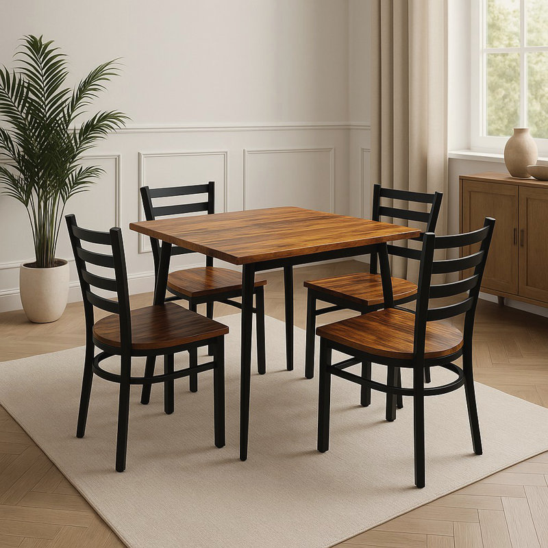 Rustic Harvest Forge Legacy Dining Set With 4 Chairs