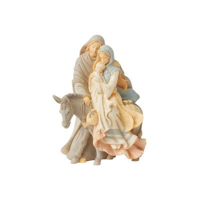 Foundations Holy family with donkey figurine 5.16in