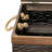 Decorative Trunk, Embossed Metal, Chinese Fir Wood, Darkened Interior, Rope Handles, Flat and Fully Opening Lid, Handmade, Walnut and Almond Stain-1789150376