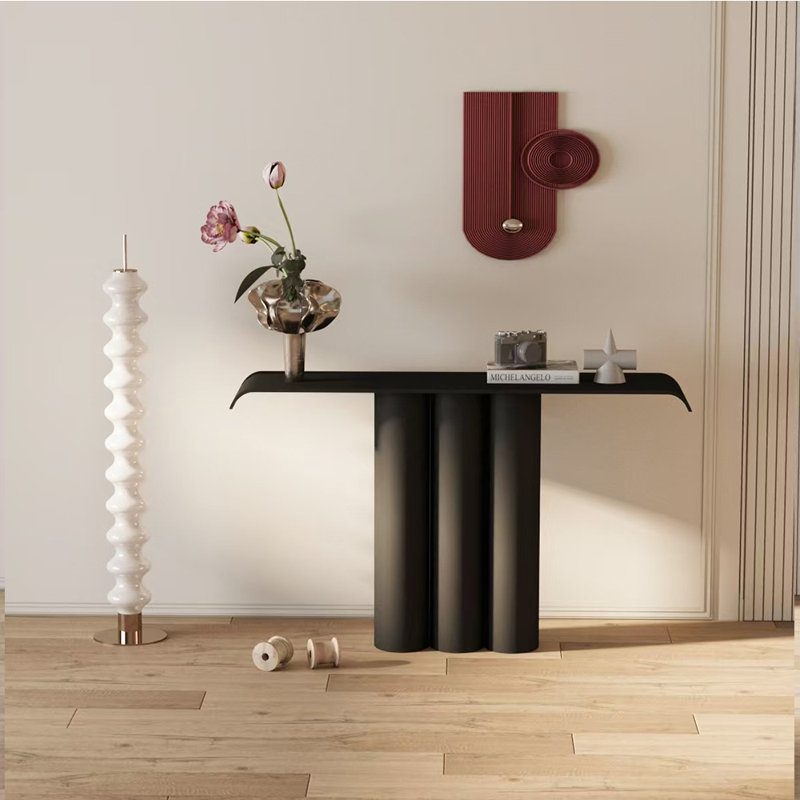 Console en métal de style médiéval, H 33,4 po x l 47,2 po x P 13,7 po, Noir
