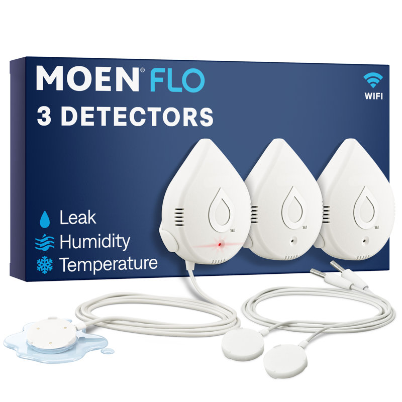 Détecteur Moen Flo, capteurs d'eau et d'humidité compatibles WiFi, 3 pièces, Paquet de 3