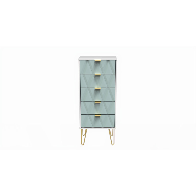 Baturhan 5 Drawer Bedside Cabinet (Ready Assembled), Duck/White