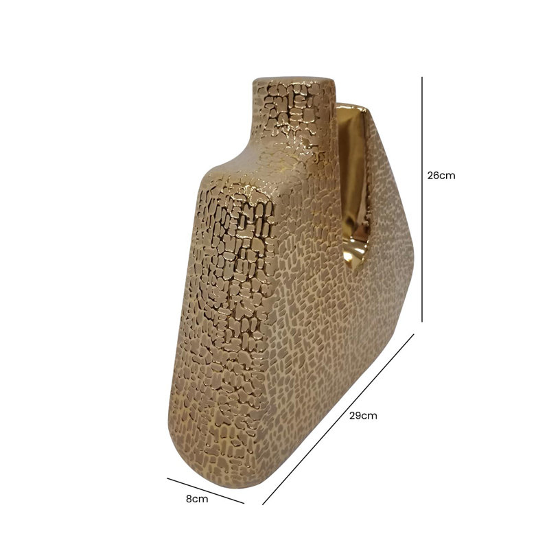Waynetown Handmade No Subject Sculpture, 26cm H x 29cm W x 8cm D, Gold