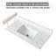 Surface de meuble-lavabo de 37 po pour salle de bain - Pierre frittée blanche, lavabo rectangulaire, dosseret de 4 po, trous de robinet pré-percés, surface pratique en pierre de 37 po avec ajout central élégant