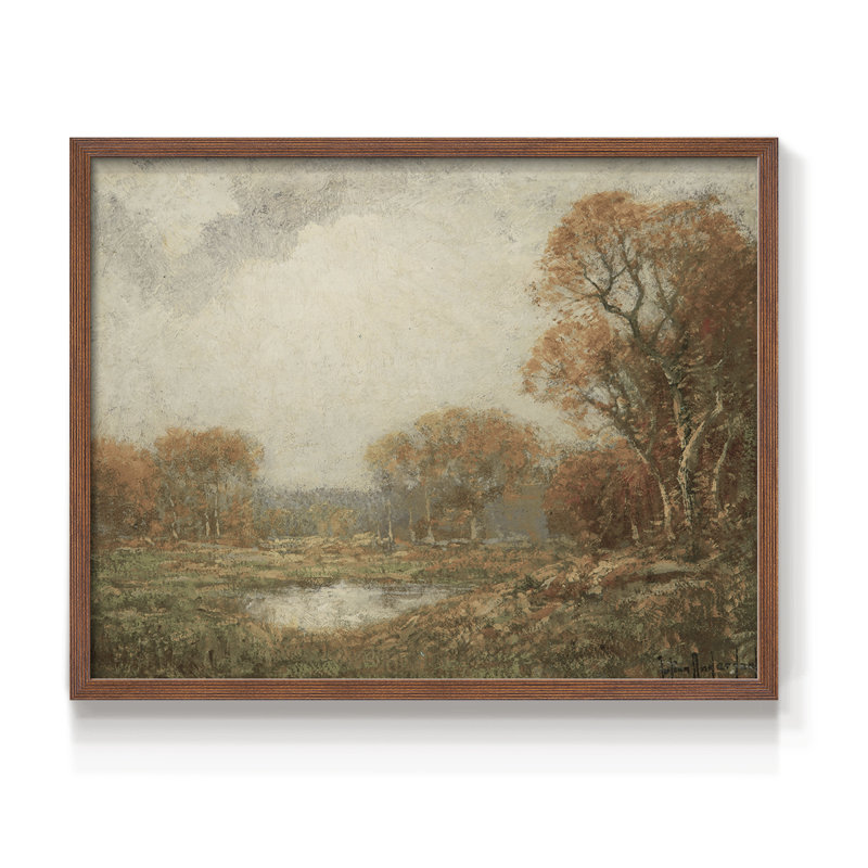 Paysages rétro-DCIV - reproduction encadrée, H 22 po x l 28 po, Noyer