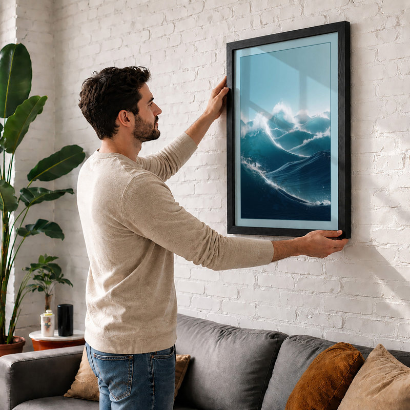 Tide and Stone Coastal - Framed Print, A3 - 42.0 x 29.7 cm, White