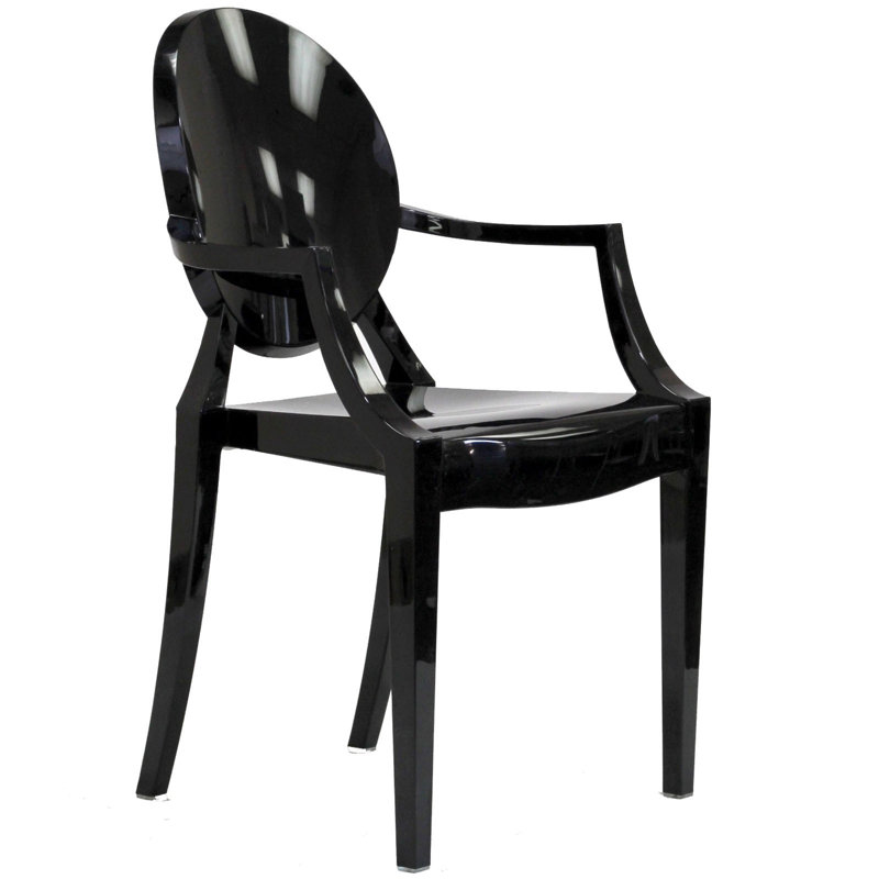  King Louis Back Stacking Side Chair, Black, 2