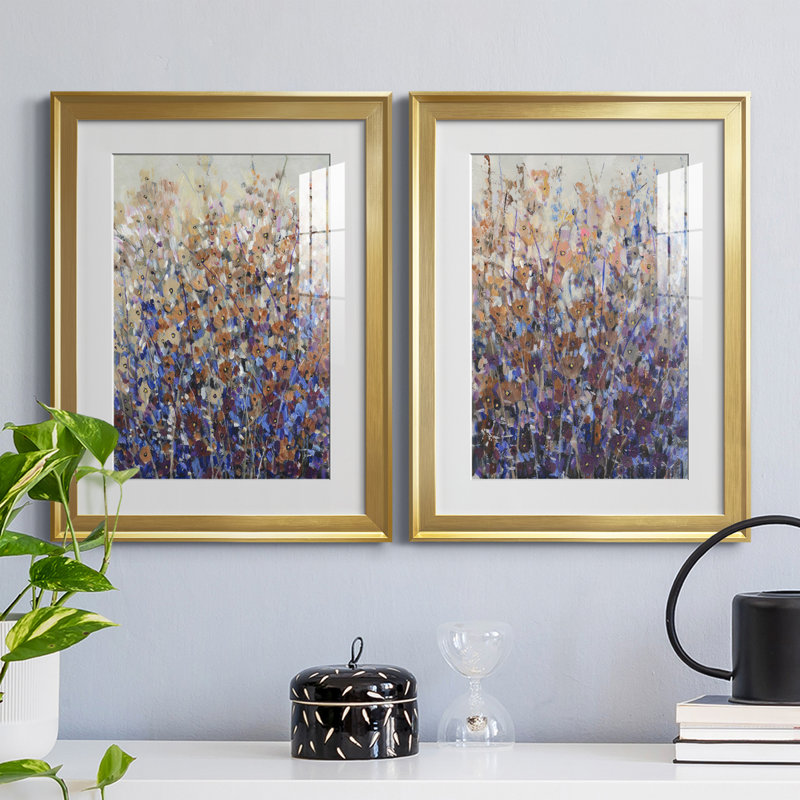 «Fall Wildflowers I», reproduction encadrée de qualité supérieure, prête à être accrochée, Cadre doré