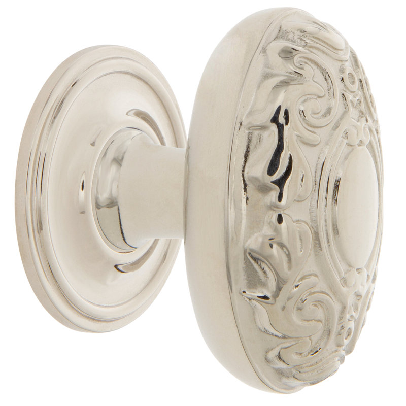 Victorian 1 3/4" Length Oval Knob, Polished Nickel