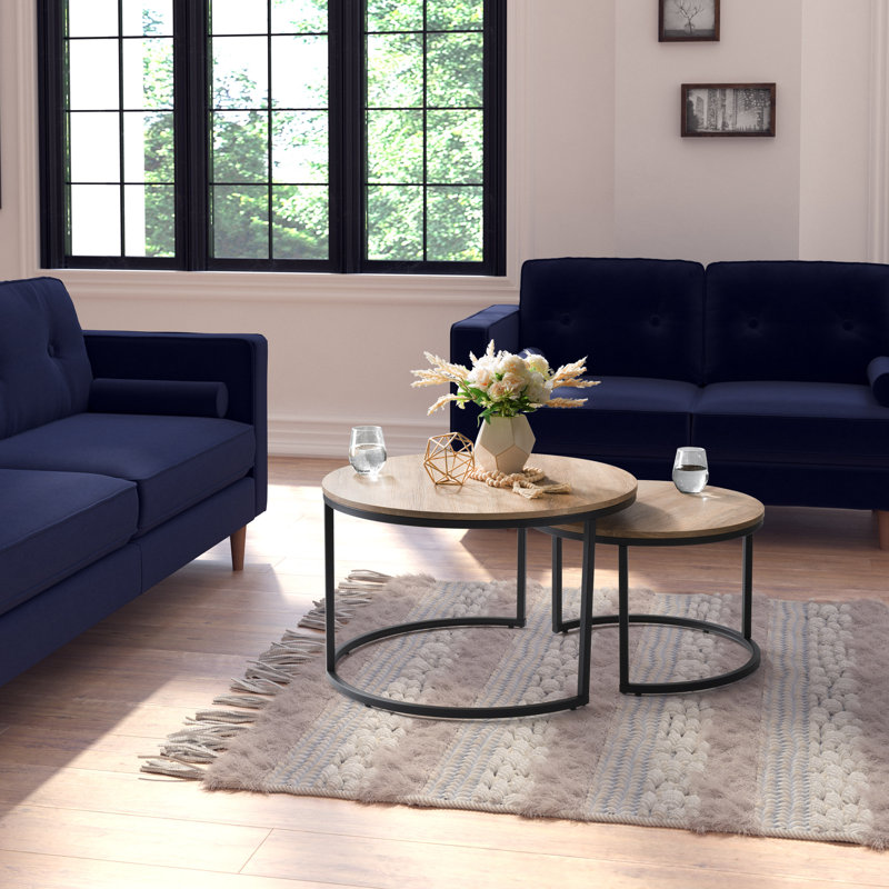 Tables gigognes Allenhurst, Bois brun clair, Noir