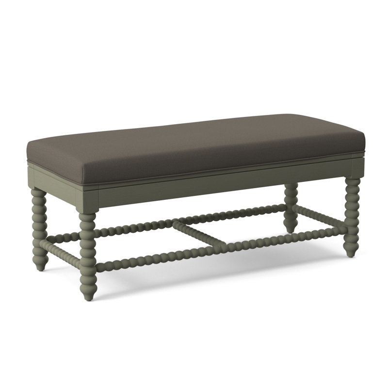 Lind Island Upholstered Bench, Sunbrella Blue Pinstripe; 6205-64, Greystone Finish