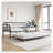 Twin Size Metal Daybed with Trundle, Heavy Duty Steel Slat Sofa Bed Frame with Headboard, No Box Spring, Black
