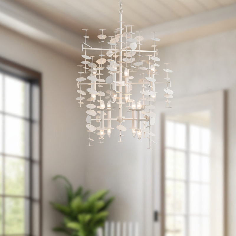 Lustre linéaire moderne et unique à 16 lumières Yukari, Blanc mat