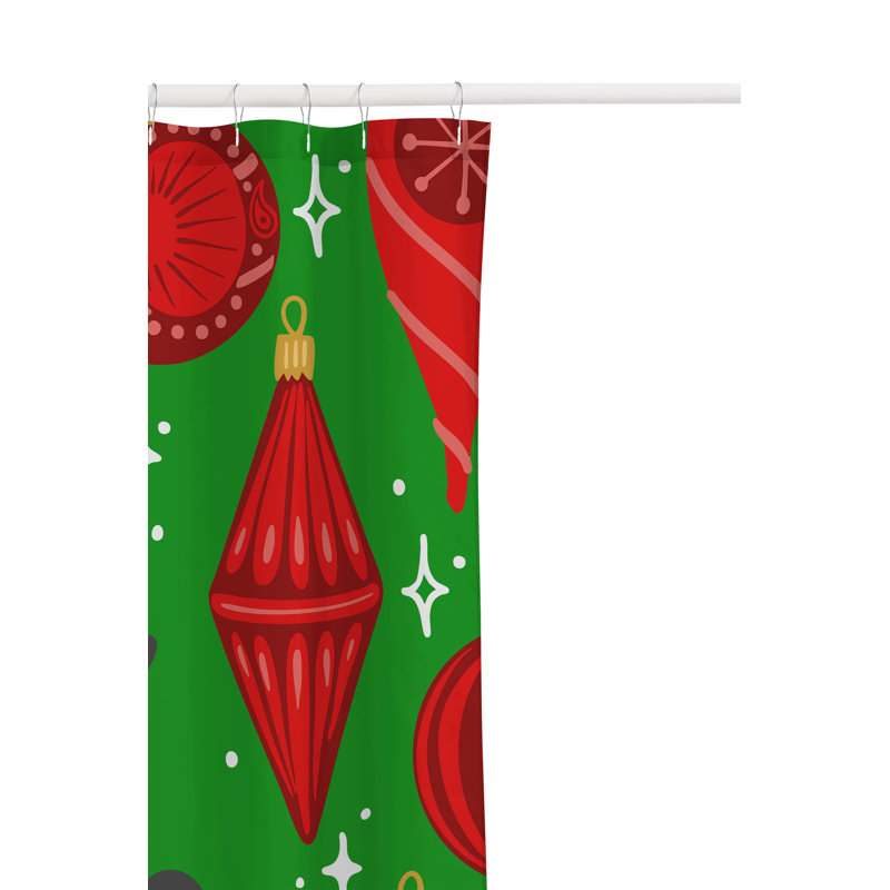Rideau de douche ultramince Ornaments Merry Christmas, Vert