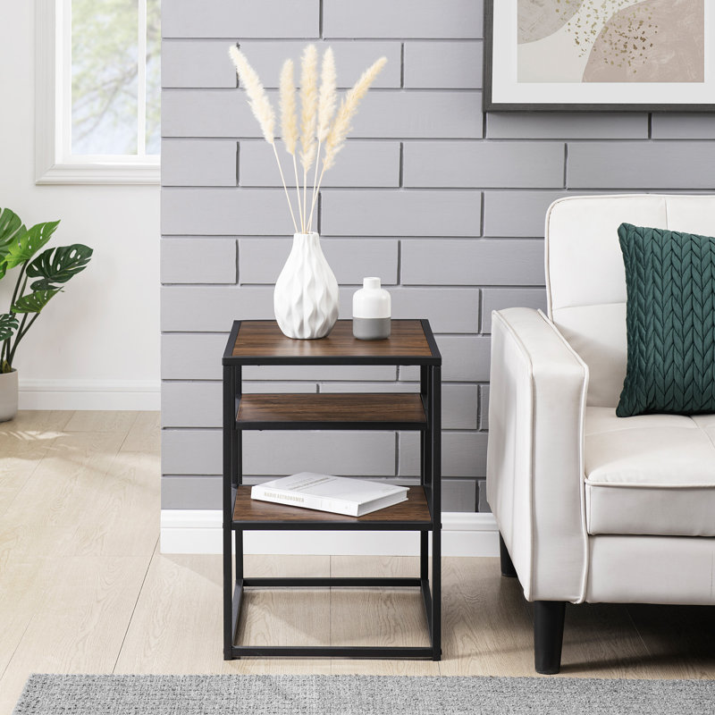 Table de bout Anfal, Plateau en noyer foncé / base noire