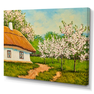 Printemps, paysage, maison, reproduction d'art sur toile