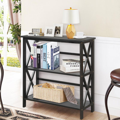 34'' H X 31'' W 3-Tier Bookcase & Bookshelf, Stable Open Storage Shelf w/Solid Wood Frames