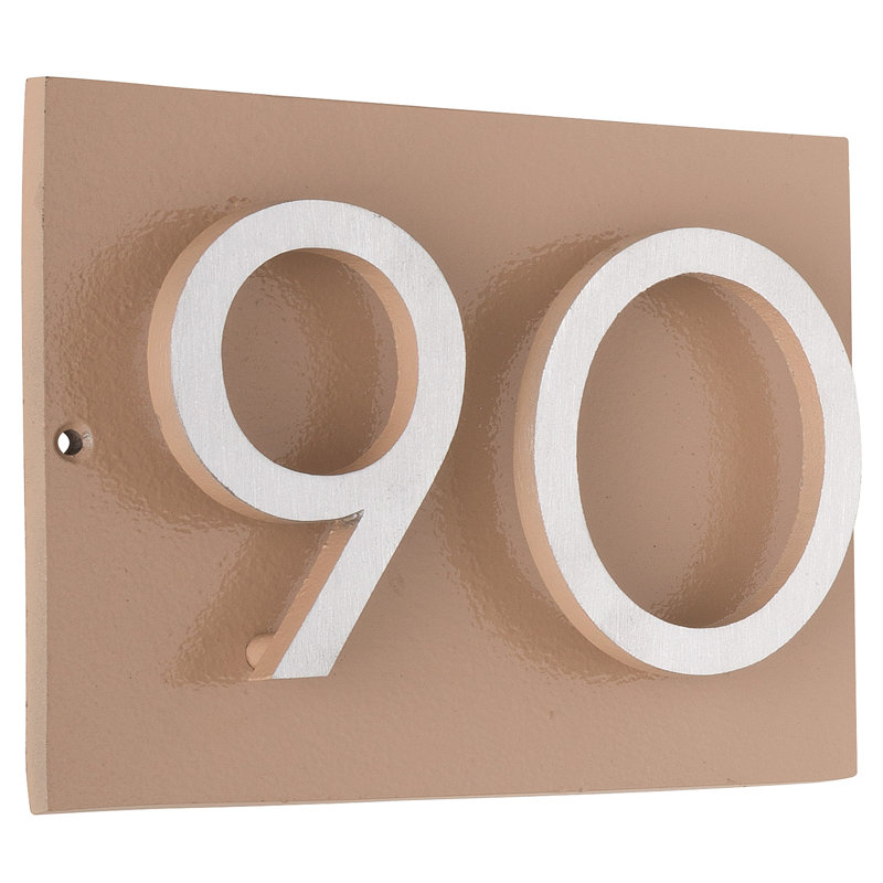Plaque d’adresse murale sur 1 ligne flottante, Blanc, Oui, Taupe