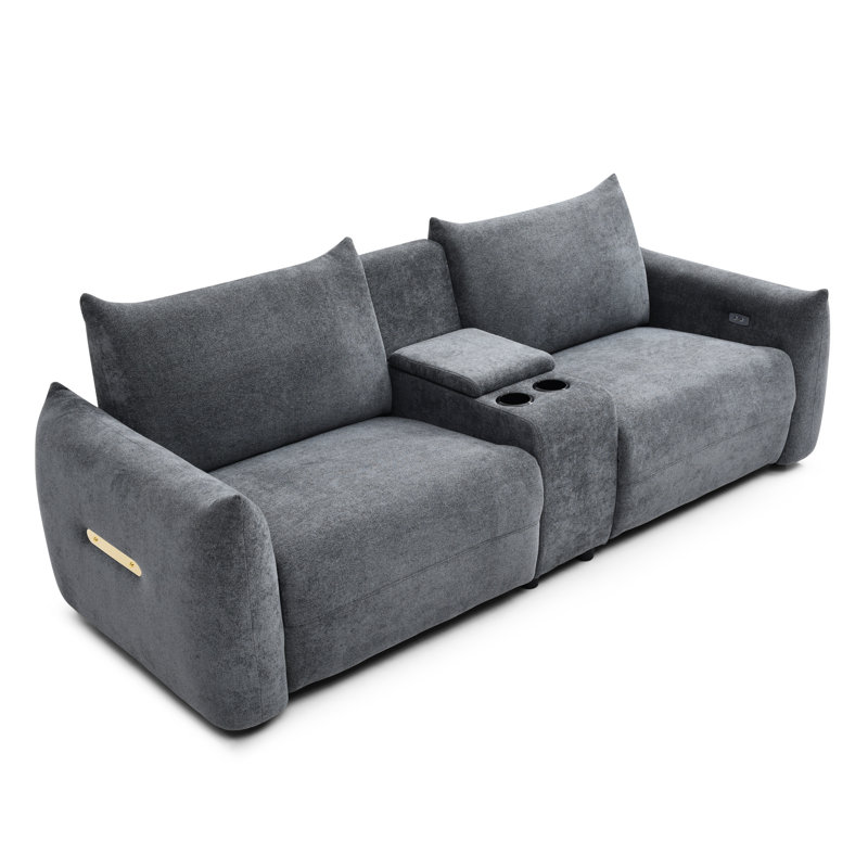 Siège de cinéma maison avec lève-personne et porte-gobelets. Rangement rembourré en lin pour le salon principal. . Pièce