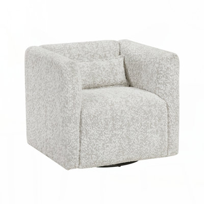Fauteuil pivotant en tissu jacquard beige Modern Living