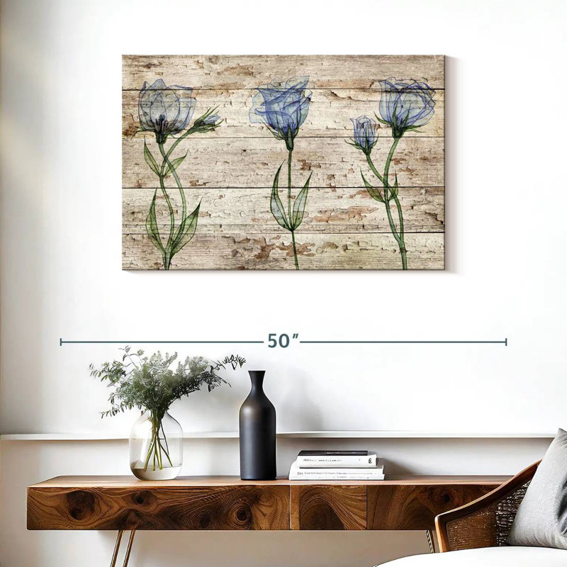 Harnek Lisianthus On Wood, 24" H x 36" W