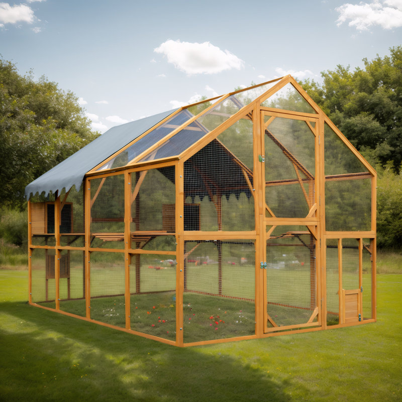 Grand enclos extérieur pour poulailler imperméable de 110 po, housse de mise à niveau pour parc à chat et volaille