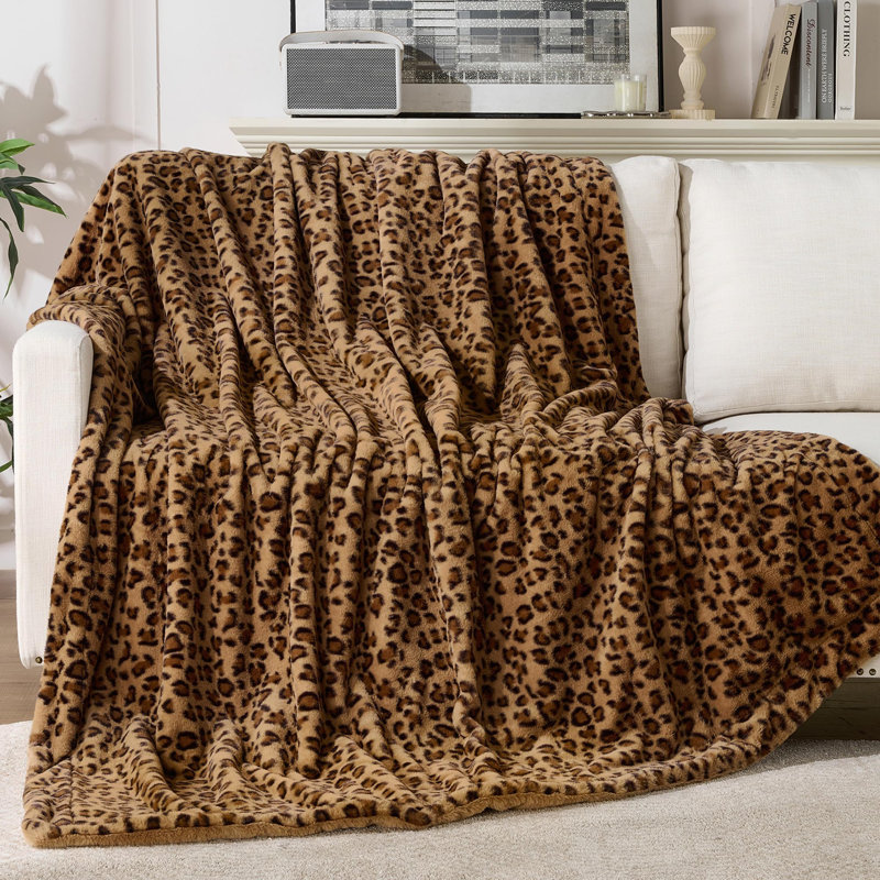 Cheetah Throw Blanket, Double-sided Plush Fluffy - Luxury Faux Fur Leopard Print Blanket, Twin