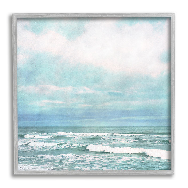 Az-963, «Beach Waves Horizon on Canvas» par Christine Zalewski, reproduction, Encadré gris, H 24 po x l 24 po x P 1,5 po