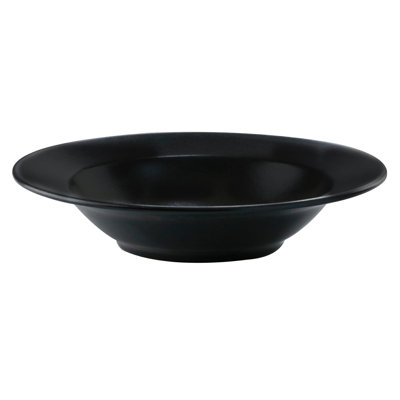 G.E.T. High-Strength Porcelain Rimmed Bowl, 18 Ounce, Black (Set of 12)