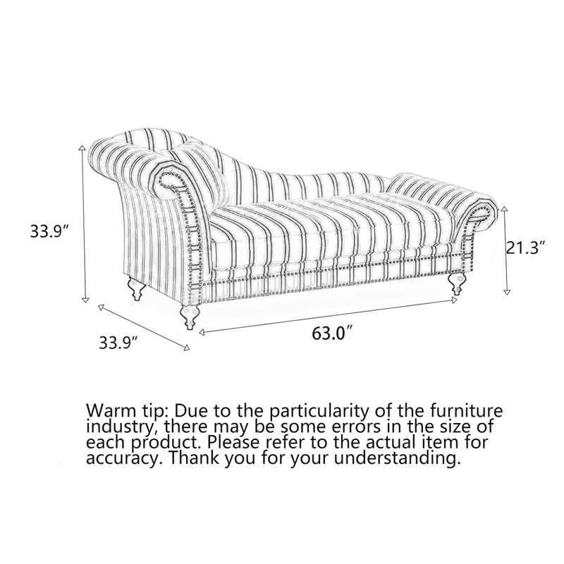 Chaise longue en tissu American, Face à la gauche