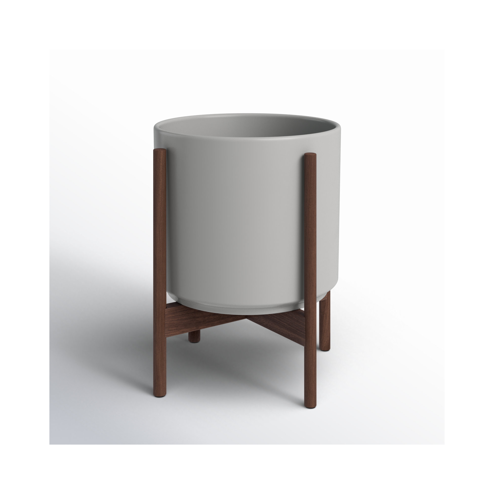 Riverside Handmade Ceramic Pot Planter, Gray/Darkened Teak, 20.25" H x 17.5" W x 17.5" D