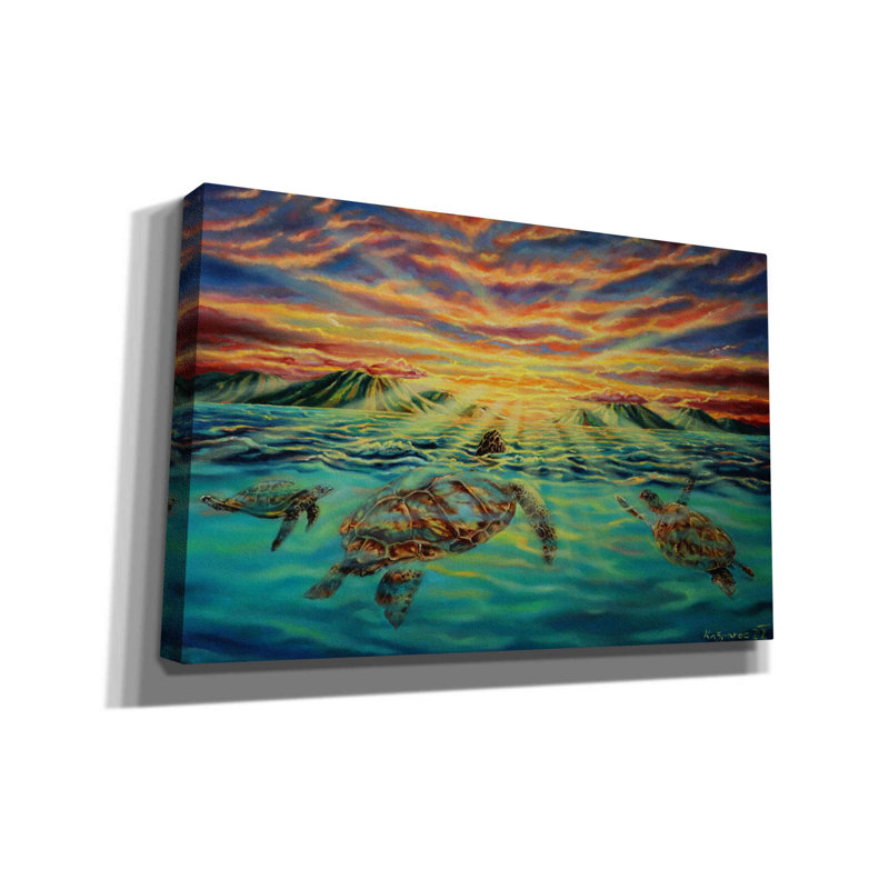 Art mural sur toile Trinx «Turtle Sunset» par Jan Kasparec, H 26 po x l 40 po x 1,5 po