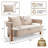 Modern Rounded Loveseat Sofa, Pebble Textured Fabric-124582049