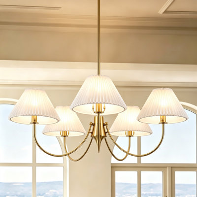 5-Light Transitional Pleated Fabric Pendant Light