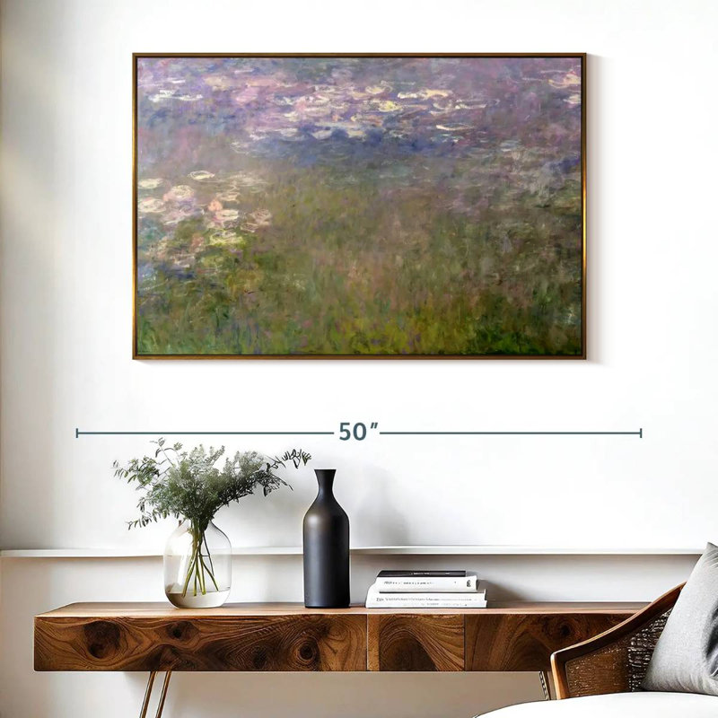 Nymphéas VI, Cadre flottant doré, 40 po x 27 po