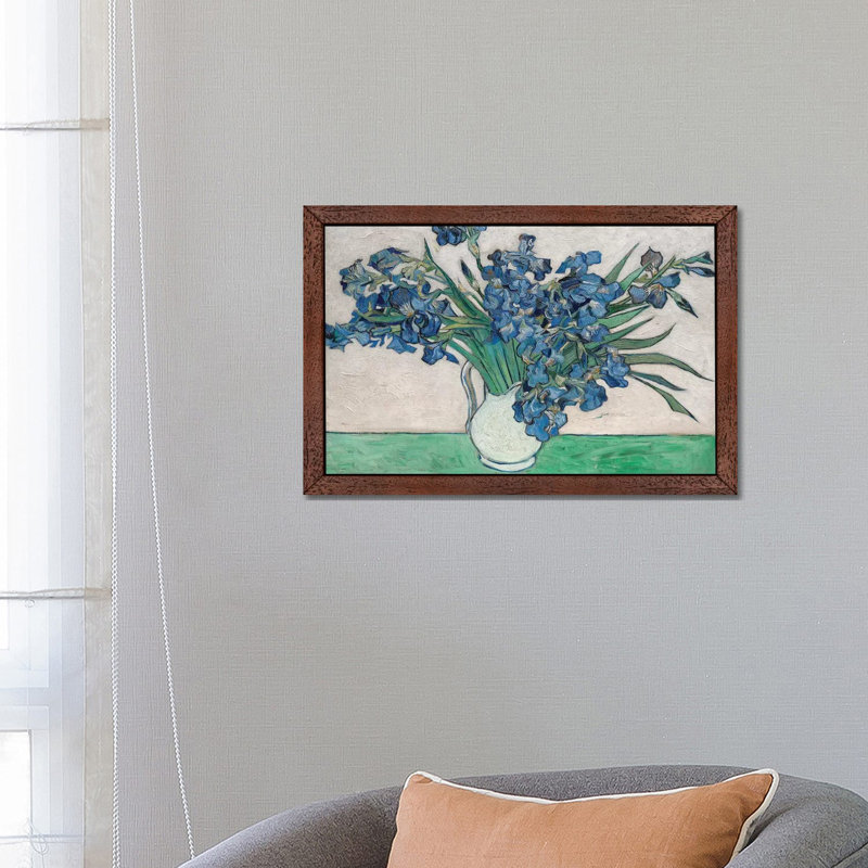 Irises, 1890 by Vincent Van Gogh - Painting on Canvas, Brown Framed, 66.04 cm H x 45.72 cm W