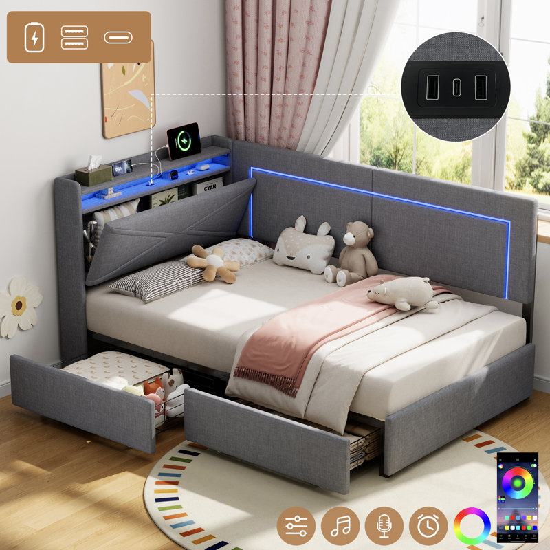 Upholstered Daybed, Grey