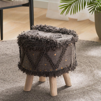 Rectangle Upholstered Wool Ottoman
