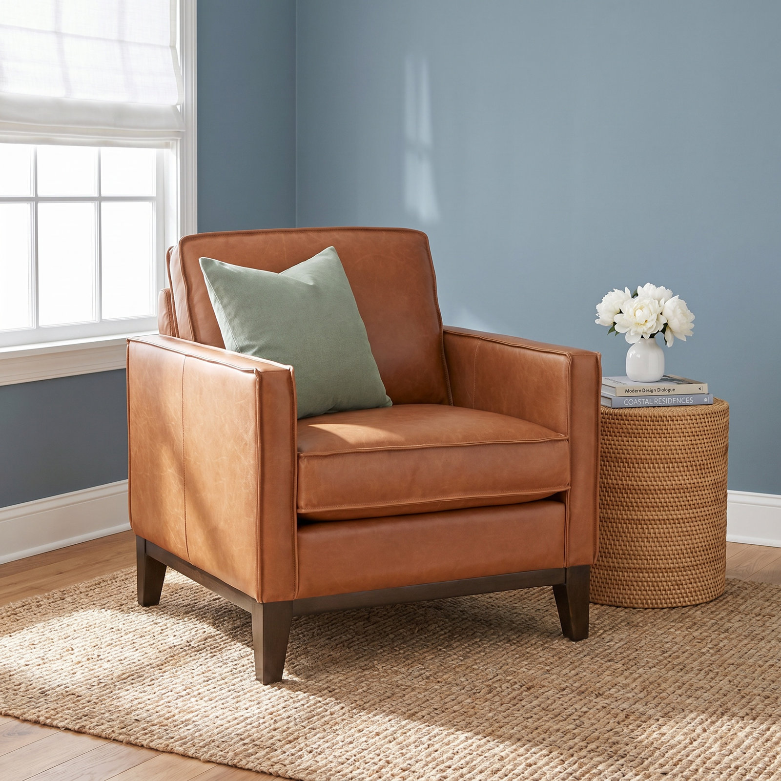 Cascades Genuine Leather Armchair, Gravel Genuine Leather