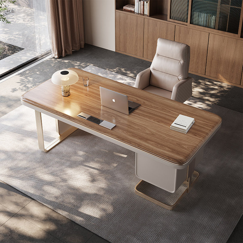Bureau rectangulaire 55,25 po brun italien minimaliste, 29.53" H x 55.12" W x 27.56" D