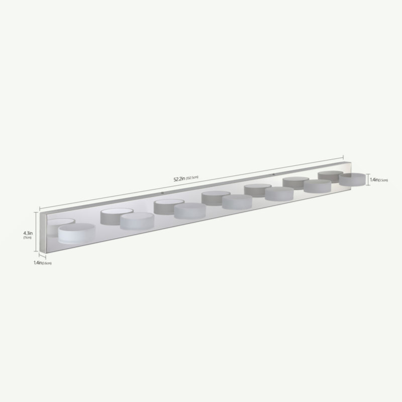 Luminaire de meuble-lavabo moderne à 7 lumières DEL - Finition fer avec abat-jours en acrylique - Applique murale de salle de bain écoénergétique - à intensité variable, longueur 52,2 po