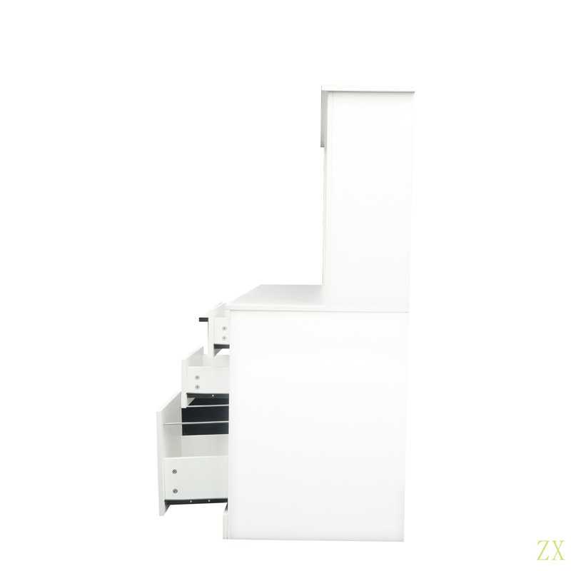 Bureau d'ordinateur à domicile avec huche, Blanc