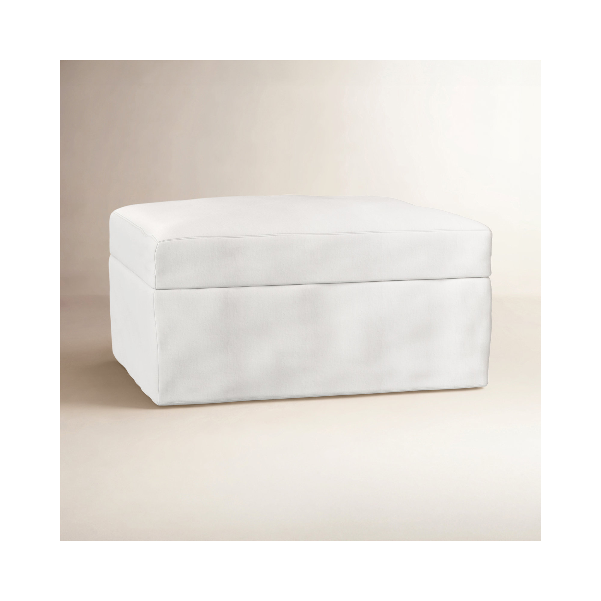 Kian Upholstered Ottoman, Classic Bleach White Twill