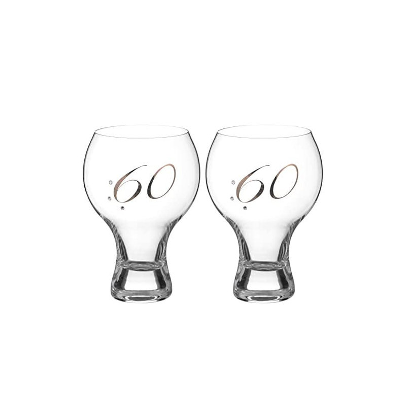 60th Birthday Stemless Gin, Craft Beer and Cocktail Glasses â€“ Set of 2
