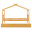 Lit simple naturel avec lit gigogne escamotable, construction en pin, lit en forme d'imagination, deux têtes de lit confortables, super soirées pyjama, conception fantaisiste de 41,5 po de largeur, confortable-995818410