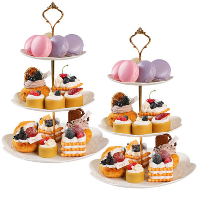 Présentoir à gâteaux en plastique 3 pièces Keyara