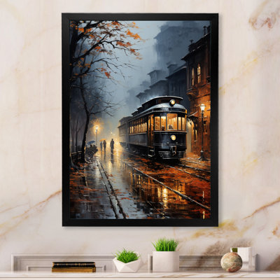 " Train Misty Morning Pointillism I "